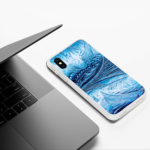 Чехол iPhone XS Max матовый Ледяной узор / 3D-Белый – фото 3