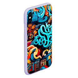 Чехол iPhone XS Max матовый Abstract graffiti - ai art, цвет: 3D-светло-сиреневый — фото 2