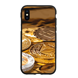 Чехол iPhone XS Max матовый Виртуальные монеты, цвет: 3D-черный