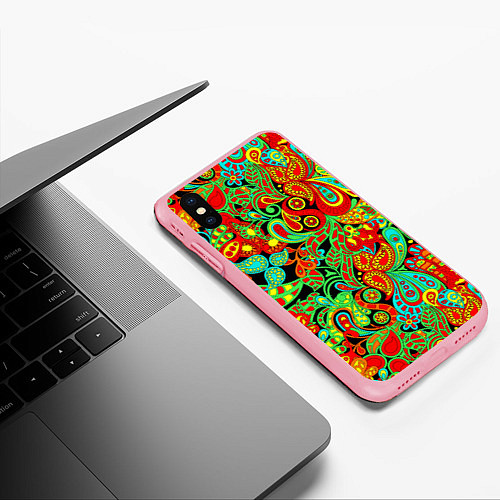 Чехол iPhone XS Max матовый Индийский этнический орнамент пейсли / 3D-Баблгам – фото 3