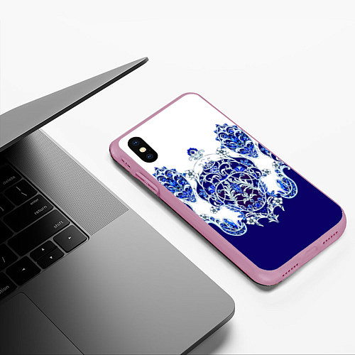 Чехол iPhone XS Max матовый Узор из сапфиров / 3D-Розовый – фото 3