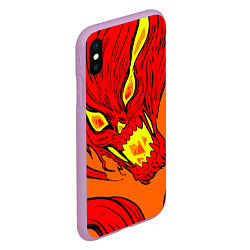 Чехол iPhone XS Max матовый Пламенный череп, цвет: 3D-сиреневый — фото 2