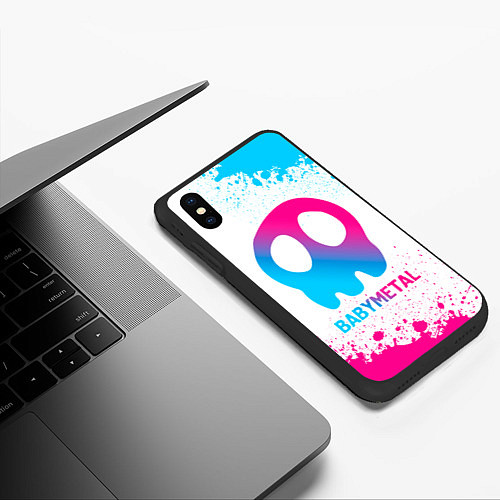 Чехол iPhone XS Max матовый Babymetal neon gradient style / 3D-Черный – фото 3