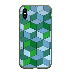Чехол iPhone XS Max матовый Ромбовая симфония, цвет: 3D-темно-зеленый