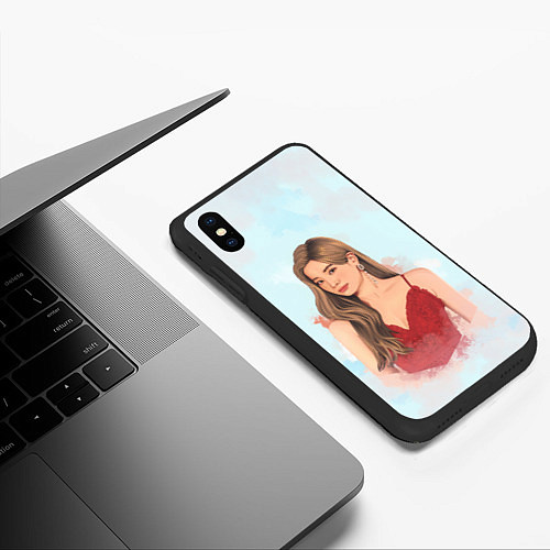 Чехол iPhone XS Max матовый Дахён Твайс / 3D-Черный – фото 3