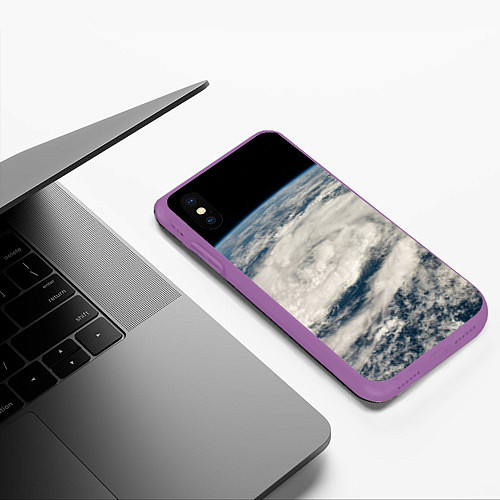 Чехол iPhone XS Max матовый Шторм в Аравийском море / 3D-Фиолетовый – фото 3