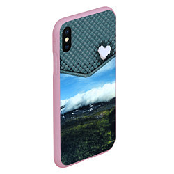 Чехол iPhone XS Max матовый Облачные сердца, цвет: 3D-розовый — фото 2