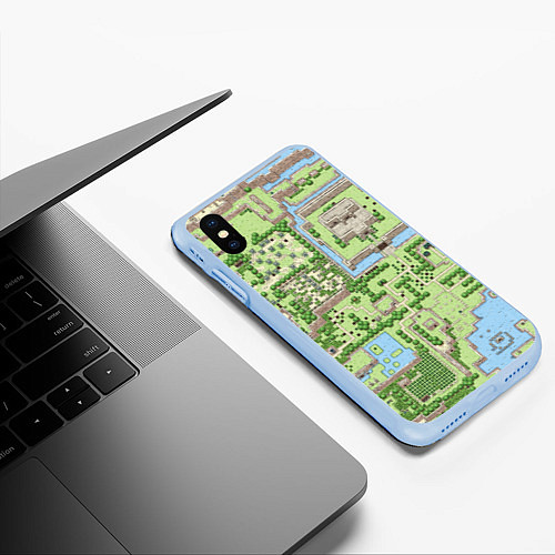 Чехол iPhone XS Max матовый Zelda: карта / 3D-Голубой – фото 3