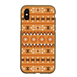 Чехол iPhone XS Max матовый Brown tribal geometric, цвет: 3D-коричневый