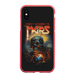 Чехол iPhone XS Max матовый Thirty seconds to mars skull, цвет: 3D-красный