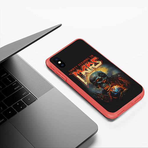 Чехол iPhone XS Max матовый Thirty seconds to mars skull / 3D-Красный – фото 3