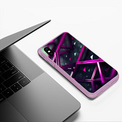 Чехол iPhone XS Max матовый Фиолетовая абстрактная конструкция, цвет: 3D-сиреневый — фото 2