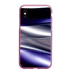 Чехол iPhone XS Max матовый Белая абстракция на фиолетовом, цвет: 3D-малиновый
