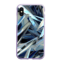 Чехол iPhone XS Max матовый Абстрактные осколки голубого цвета, цвет: 3D-светло-сиреневый