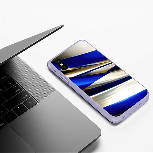 Чехол iPhone XS Max матовый Blue white abstract / 3D-Светло-сиреневый – фото 3