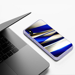 Чехол iPhone XS Max матовый Blue white abstract, цвет: 3D-светло-сиреневый — фото 2