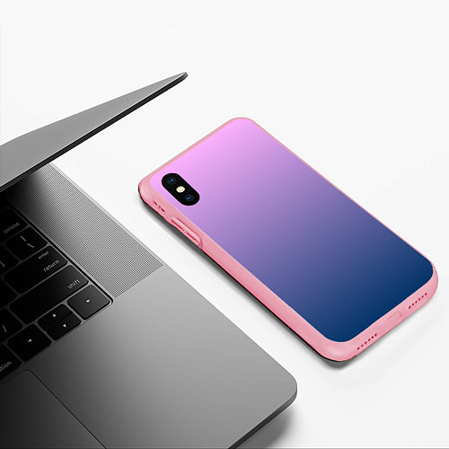 Чехол iPhone XS Max матовый Рассвет розовый и синий градиент 3d / 3D-Баблгам – фото 3