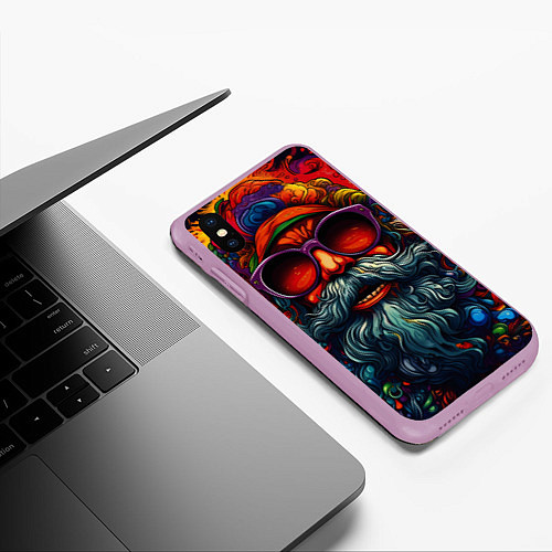 Чехол iPhone XS Max матовый Хайповый дед Мороз / 3D-Сиреневый – фото 3