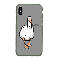 Чехол iPhone XS Max матовый Duck you, цвет: 3D-темно-зеленый