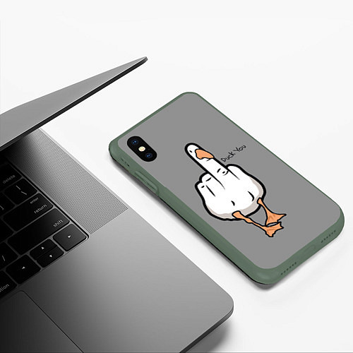 Чехол iPhone XS Max матовый Duck you / 3D-Темно-зеленый – фото 3