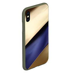 Чехол iPhone XS Max матовый Фиолетовая вставка на золотом фоне, цвет: 3D-темно-зеленый — фото 2