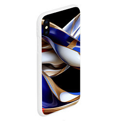 Чехол iPhone XS Max матовый Синие и белые волны абстракт, цвет: 3D-белый — фото 2