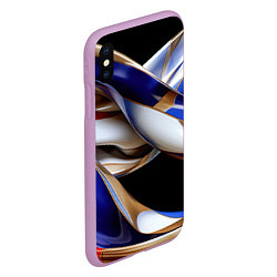Чехол iPhone XS Max матовый Синие и белые волны абстракт, цвет: 3D-сиреневый — фото 2
