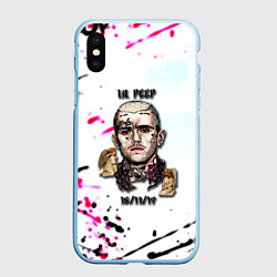 Чехол iPhone XS Max матовый Lil peep rap band, цвет: 3D-голубой