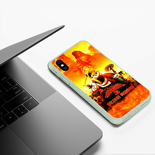 Чехол iPhone XS Max матовый Кунг-фу Панда Best Friend / 3D-Салатовый – фото 3