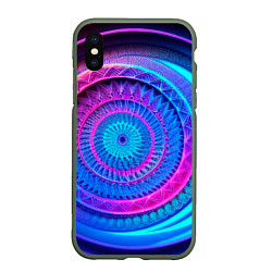 Чехол iPhone XS Max матовый Фрактальная абстракция 2, цвет: 3D-темно-зеленый