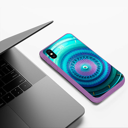 Чехол iPhone XS Max матовый Фрактальная абстракция 3 / 3D-Фиолетовый – фото 3