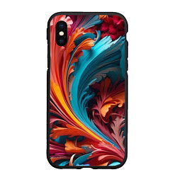 Чехол iPhone XS Max матовый Красивый яркий узорчик, цвет: 3D-черный