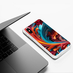 Чехол iPhone XS Max матовый Красивый яркий узорчик, цвет: 3D-белый — фото 2