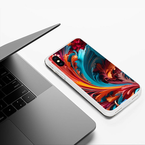 Чехол iPhone XS Max матовый Красивый яркий узорчик / 3D-Белый – фото 3