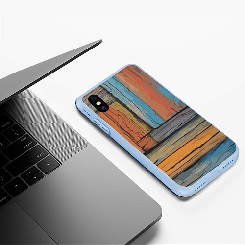 Чехол iPhone XS Max матовый Акварельные доски / 3D-Голубой – фото 3