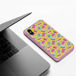 Чехол iPhone XS Max матовый Магнитофонные кассеты, цвет: 3D-розовый — фото 2