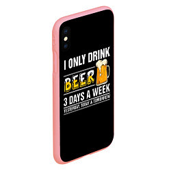 Чехол iPhone XS Max матовый I only drink beer 3 days a week, цвет: 3D-баблгам — фото 2