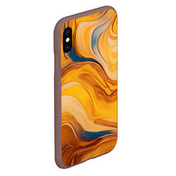 Чехол iPhone XS Max матовый Жидкая золотая текстура - нейросеть, цвет: 3D-коричневый — фото 2