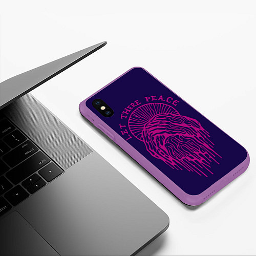 Чехол iPhone XS Max матовый Фуксия и тёмный электрик / 3D-Фиолетовый – фото 3