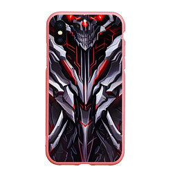 Чехол iPhone XS Max матовый Красная кибер броня модерн, цвет: 3D-баблгам