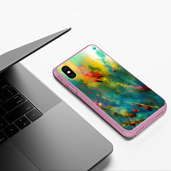 Чехол iPhone XS Max матовый Абстрактные мазки краски, цвет: 3D-розовый — фото 2