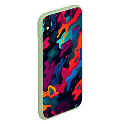 Чехол iPhone XS Max матовый Яркая абстракция в виде камуфляжа, цвет: 3D-салатовый — фото 2