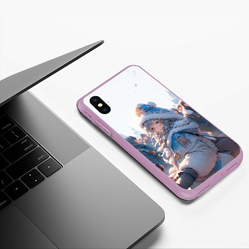 Чехол iPhone XS Max матовый Аниме Снегурочка / 3D-Сиреневый – фото 3