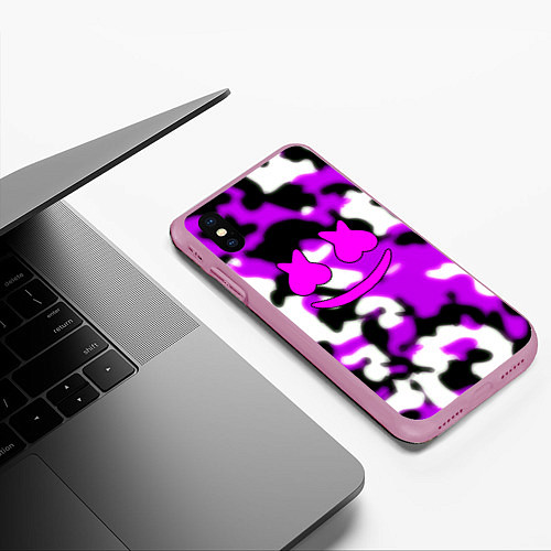 Чехол iPhone XS Max матовый Marshmello camo / 3D-Розовый – фото 3