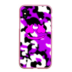 Чехол iPhone XS Max матовый Marshmello camo, цвет: 3D-розовый