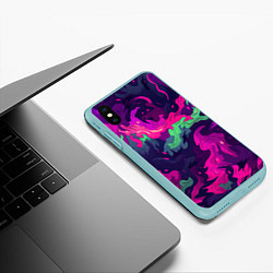 Чехол iPhone XS Max матовый Неопределенный яркий камуфляж, цвет: 3D-мятный — фото 2