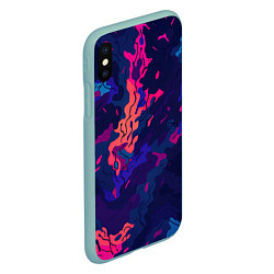 Чехол iPhone XS Max матовый Яркая абстракция в стиле камуфляжа, цвет: 3D-мятный — фото 2