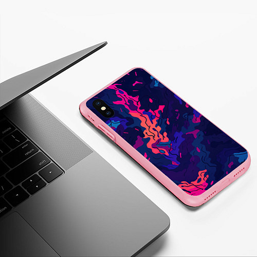 Чехол iPhone XS Max матовый Яркая абстракция в стиле камуфляжа / 3D-Баблгам – фото 3