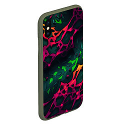 Чехол iPhone XS Max матовый Яркая абстракция в стиле камуфляжа, цвет: 3D-темно-зеленый — фото 2