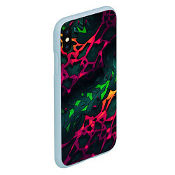 Чехол iPhone XS Max матовый Яркая абстракция в стиле камуфляжа, цвет: 3D-голубой — фото 2